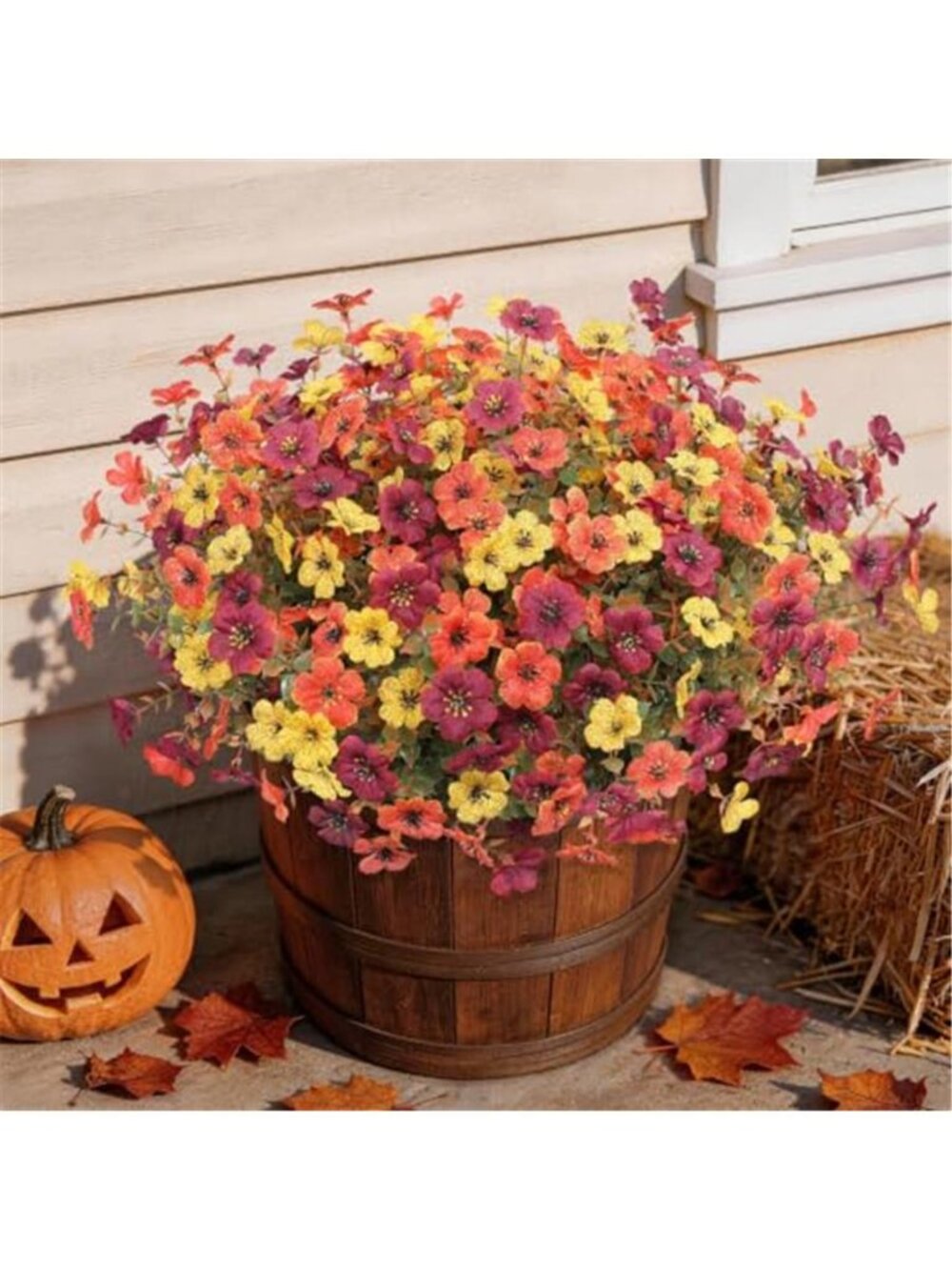 Fall Artificial Fake Mums Flowers Plant for Outdoor Faux Home Decor